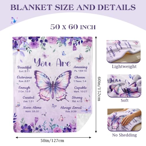 kituzol Christian Gifts for Women, Birthday Butterfly Gift Blanket - color: Purple