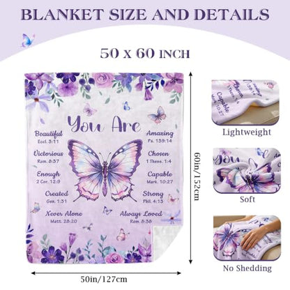 kituzol Christian Gifts for Women, Birthday Butterfly Gift Blanket - color: Purple