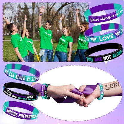 JUNEBRUSHS 42pcs Suicide Prevention Awareness Silicone Bracelets - style: Suicide Prevention Awareness Style