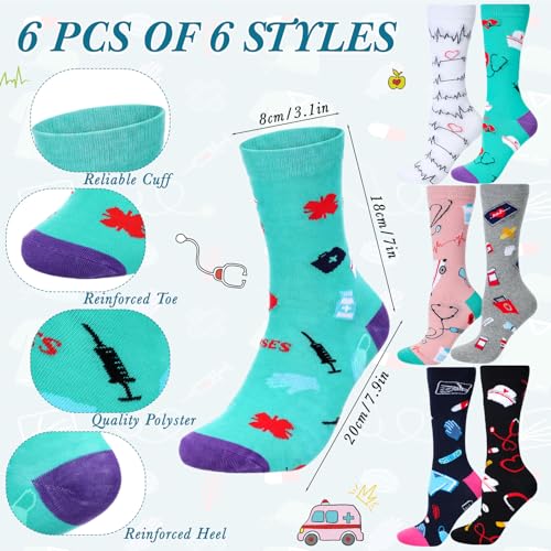 Funnymoom 24 Pcs Back to School Nurse Gifts for Women Bulk 24 oz Nursing Practitioner Plastic Tumbler Cup Nursing Makeup Cosmetic Bag Crew Sock Keychain for School Teacher Student - style: Nurse