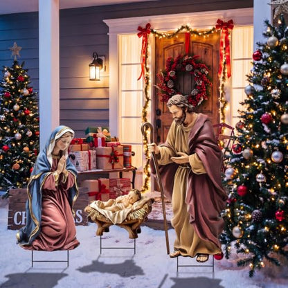 Amyhill 3 Pack Christmas Decoration Outdoor, Outdoor Nativity Scene Stakes - style: Nativity