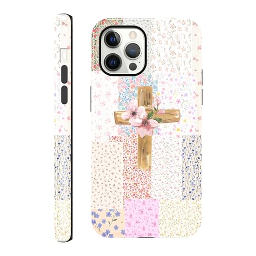 for iPhone 12 Pro Max 6.7'' Pink Flower Cross Christian Phone Case - color: Pink Flower Cross, size: iPhone 12 Pro Max