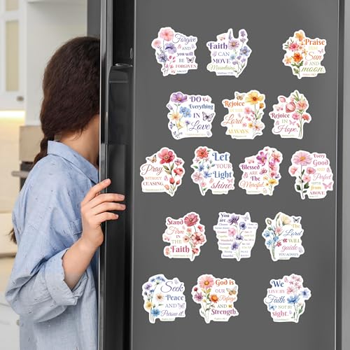 16 Pcs Bible Verse Fridge Magnets - color: 16pcs Bible Verse Floral