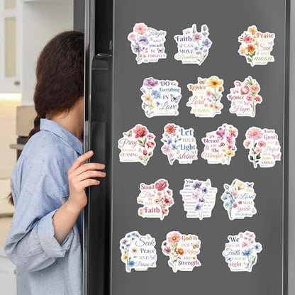 16 Pcs Bible Verse Fridge Magnets - color: 16pcs Bible Verse Floral