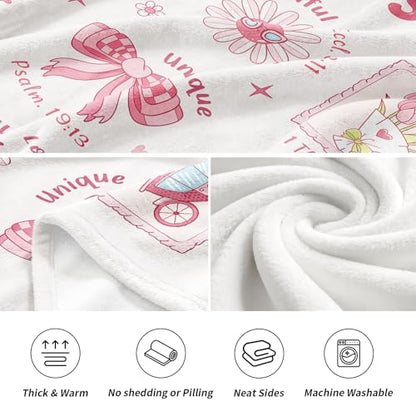 Baptism Gifts for Girl Christening, Christian Gifts for Girls, Flannel Soft Girl Blanket Decor, Christian Gift for Women on Birthday Christmas, Bible Verse Scripture Prayer Blanket - 50" x 60" - size: 50'' × 60''