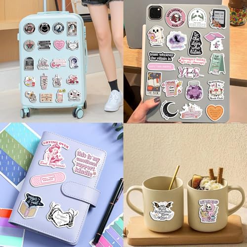 150 PCS Romance Book Stickers for Kindle, Holographic Bookish Sticker Pack Reading Booktok Book Lovers Gifts Glitter Waterproof Vinyl Decals for Laptop Ebook Readers Water Bottles Journal Scrapbook - style: 150 PCS Holographic Book Stickers