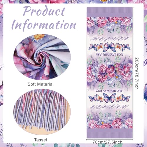 The Virgin Mary Bible Verse Shawls for Women, Catholic Christian Blanket Scarf Gifts or Mom Teacher Christmas - color: Purple Butterfly