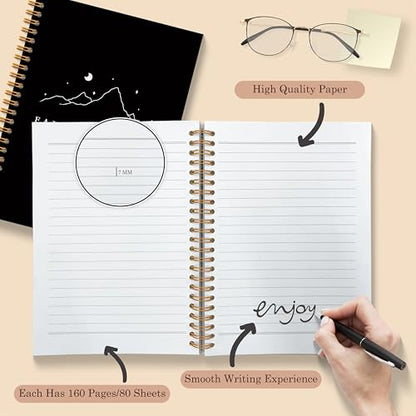 Black Christian Spiral Notebooks, Faith Can Move Mountains Bible Journaling Notebook, Religious Prayer Journal for Woman, Church Notes Notebook, Faith Based Gifts, 5.5x8.3 Inches - color: Mountains Bible