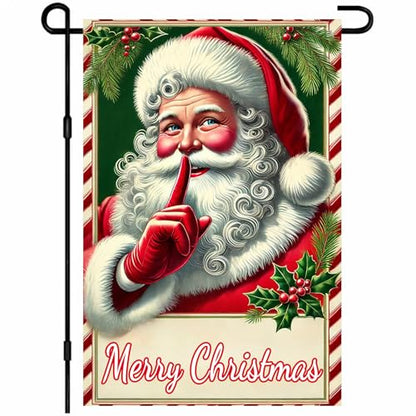 BlissYard Christmas Santa Claus Garden Flag 12x18 Inch Polyester - color: Cute Santa Claus