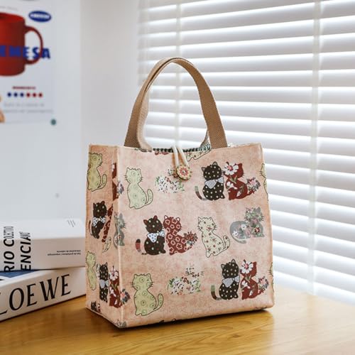SNDEC Canvas Small Bible Bag for Girls and Women, Cute Mini Preppy Aesthetic Tote, Reusable Grocery Bag for Essentials - color: Pink