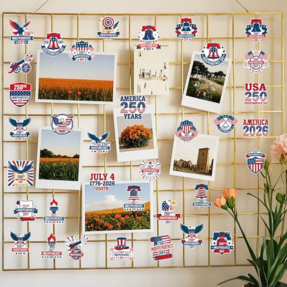 American 250 Stickers, Patriotic Decals for 250th Anniversary Party - color: 250th Anniversary
