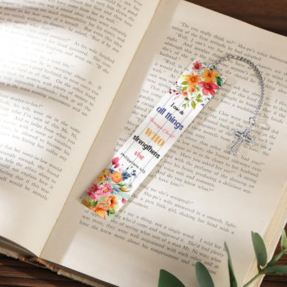 Christian Metal Bookmarks Gifts, Inspirational Verse Bible Bookmark, Religious Gifts for Women, Bible Study Supplies for Book Lovers Men Friend Bookworm, Christmas Graduation Gift - style: I can do all things Through Christ WHO strengthens