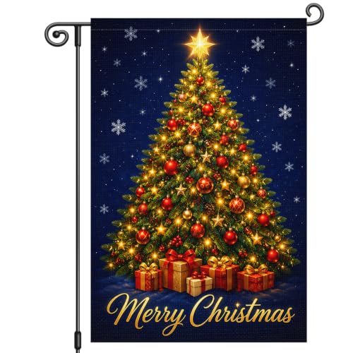 Louise Maelys Merry Christmas Tree Garden Yard Flag 12x18 Inch Small - color: Multi-7