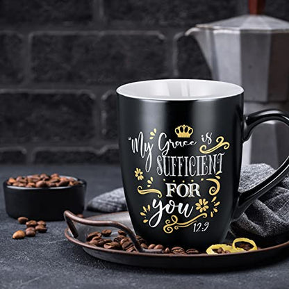 Jinei 4 Pcs Christian Coffee Mugs for Women Men, Bible Verse Gifts 12 oz