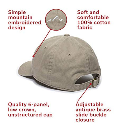 Outdoor Cap Mountain Embroidered Dad Hat Adjustable Soft Cotton Polo Style Unstructured Baseball Cap for Men & Women - color: Khaki