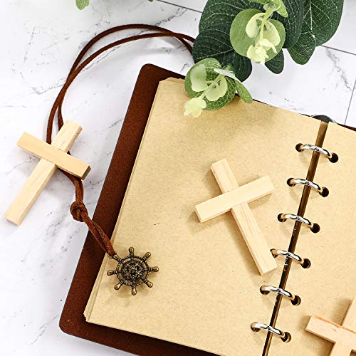 meekoo Natural Wooden Cross Bulk Pendants Mini Cross Beads Bulk for DIY Crafts Jewelry Making - color: Coffee, size: 1.57 x 2.36 x 0.2 Inch