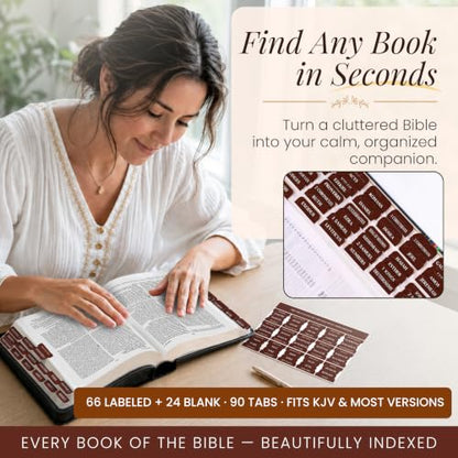 90 Christian Bible Tabs for Women, Men, Kids - Brown Marble - color: Brown Marble