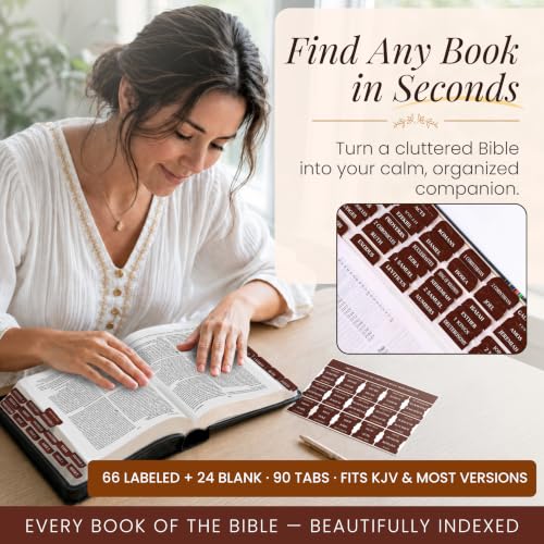 90 Christian Bible Tabs for Women, Men, Kids - Brown Marble - color: Brown Marble