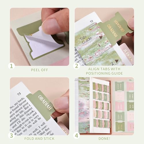 Laminated Bible Tabs for Women Men, Green Pink, Gold Foil Lettering, 105pcs - style: Gold Foil WaterLilyPink