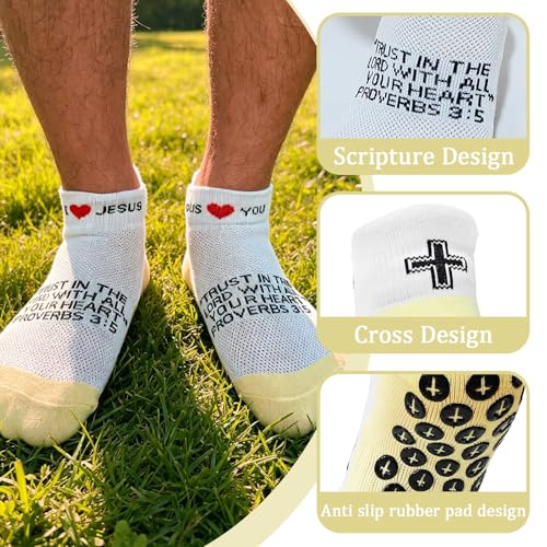 Christian Soccer Socks,Cross Grip Anti Slip Religious Football Socks with Rubber Dots for Youth and Men - color: 2 Pcs Yellow(men's)
