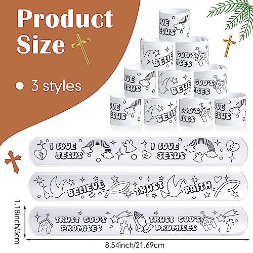 Deekin 72 Pcs Slap Bracelets Color Your Own Faith, Sunday School