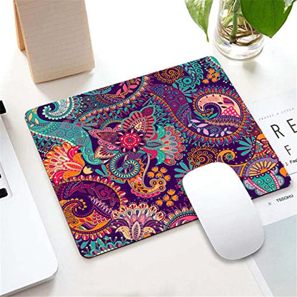 Colorful Ethnic Paisley Mouse Pad, Boho Style Mandala with Stylized Flowers Pattern Customized Non-Slip Rubber Base Mousepads, Computer Mouse Pads for Wireless Mouse 9.5×7.9×0.12 inches - color: TSP153