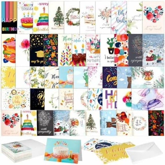 Assorted All-Occasion Greeting Cards Set, 20-Pack, Multiple Designs Including Birthday, Wedding, Baby, Sympathy
