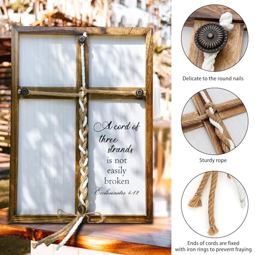 A Cord of Three Strands Wedding Ceremony Sign, 22×16" Three Strands Cord Unity Cross,Unity Rope Braid for Ceremony, Religious Christian Anniversary Wedding Gift for Couples 2026 - size: 22 x 16"