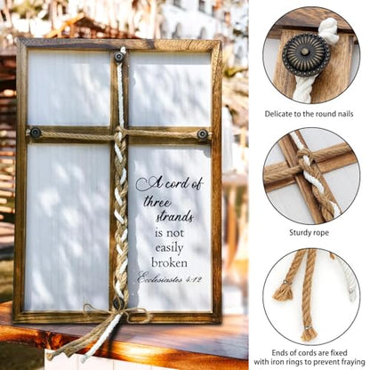 A Cord of Three Strands Wedding Ceremony Sign, 22×16" Three Strands Cord Unity Cross,Unity Rope Braid for Ceremony, Religious Christian Anniversary Wedding Gift for Couples 2026 - size: 22 x 16"
