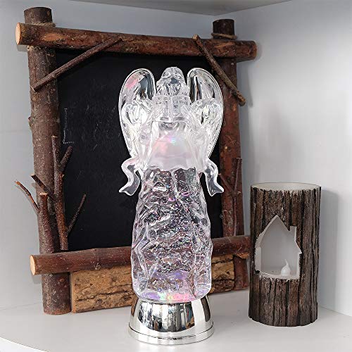 Wondise Color Changing Angel Lighted Snow Globe Water Lamp with 6H Timer - color: 11” Angel Reading