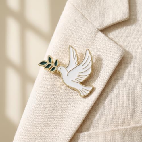 10pcs Dove Brooch Set Peace Dove Pin with Olive Branch Metal Brooch Lapel Badge for Women Jackets Sweaters Scarves Suits Bags Everyday Wear
