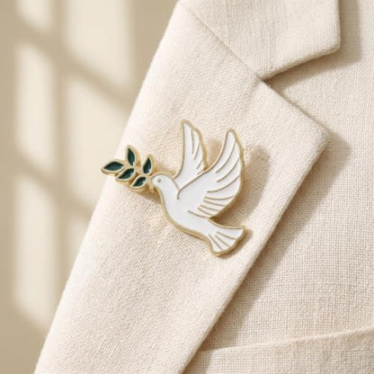 10pcs Dove Brooch Set Peace Dove Pin with Olive Branch Metal Brooch Lapel Badge for Women Jackets Sweaters Scarves Suits Bags Everyday Wear