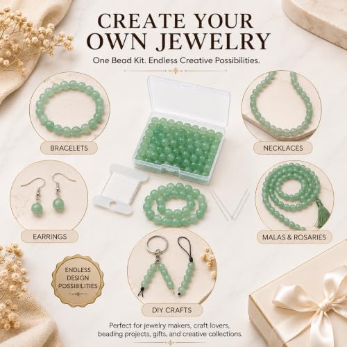 Cherry Tree Collection 100PCS 6mm Green Aventurine Round Bead Craft Kit - color: green aventurine, size: 6mm
