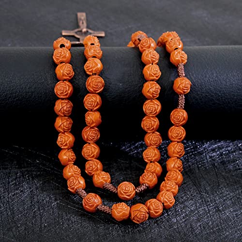 KOMI Handmade Wooden Catholic Rosaries, Rosary Beads Necklace Wood Christian Prayer Beads Catholic Christian Gift - style: Rosary#8