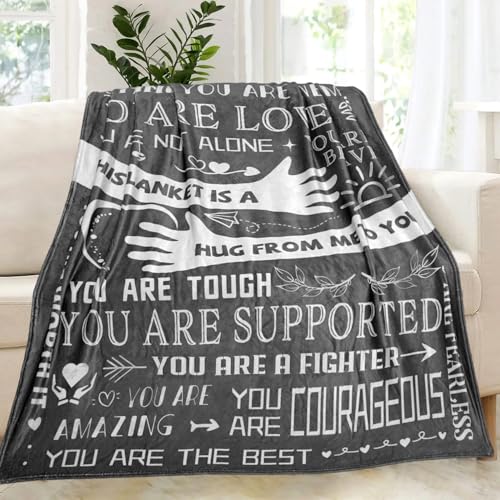 Healing Hug Blanket 60"x50", Inspirational Gifts for Men, Comfort Items Chemo Patients, After Surgery Recovery Gifts, Cancer Get Well Gifts for Men, Grey - color: You Are-grey