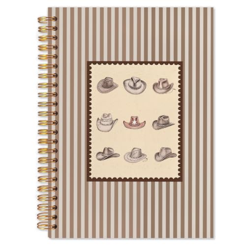 Cowboy Hat Western Spiral Notebook 5.5x8.3 - color: White Cowboy Hat Western Striped