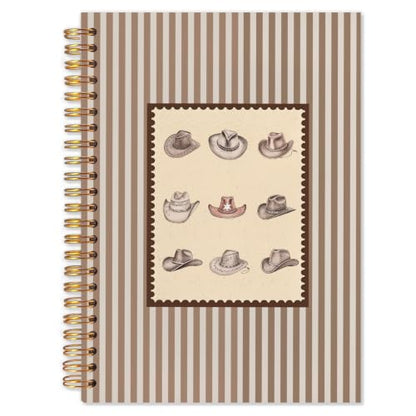 Cowboy Hat Western Spiral Notebook 5.5x8.3 - color: White Cowboy Hat Western Striped
