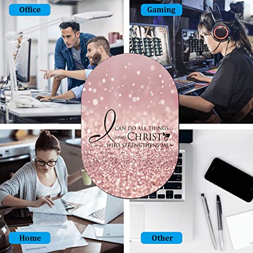 Personality Mouse Pad with Coaster Set, Bible Verse Pink Philippians 4-13 Fashion Design Mouse Pad Non-Slip Rubber Gaming Mouse pad Computer Laptop - color: Bible Verse Pink Philippians 4 -13