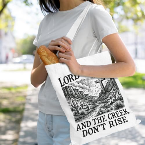 VICBOU Bible Verse Canvas Tote Bag Religious Christian Gifts for Women Men Faith Canvas Tote Reusable Grocery Bag - color: Lordwillin