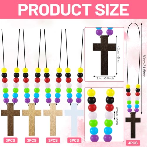 261 Pcs Wood Cross Necklace, Sunday School Crafts for Kids, Multicolor - color: Multicolor