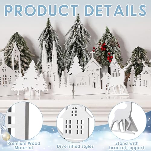Colingmill 32'' Christmas Tabletop Wooden Decor Church Xmas Tree Elk Sign - style: Church Style