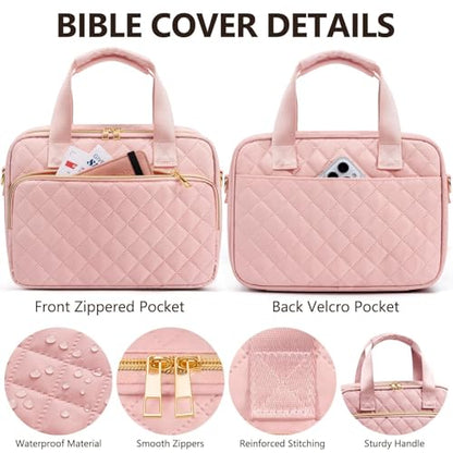 Bible Cover Case for Women, Bible Tote Bag w/Study Supplies Journaling Kit
