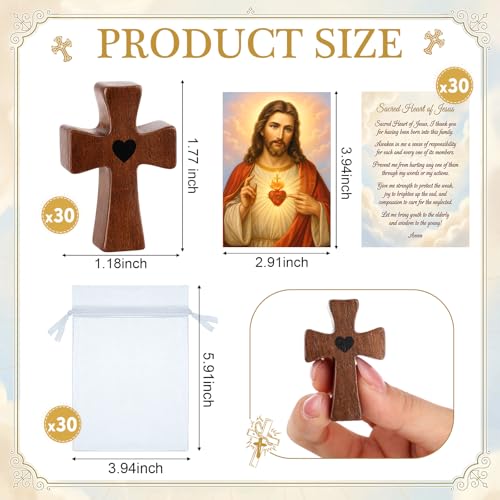 Nosiny 30 Sets Wooden Cross Fidget Gift Bulk Handheld Pocket Crosses Gift