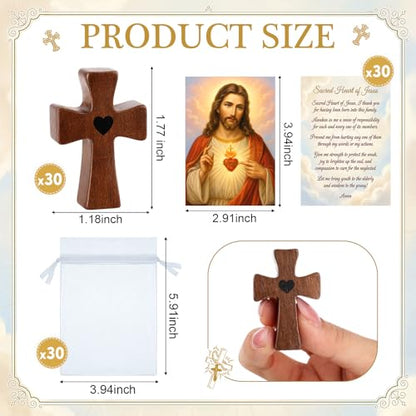 Nosiny 30 Sets Wooden Cross Fidget Gift Bulk Handheld Pocket Crosses Gift