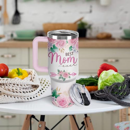 Christian Gifts for Women 40oz Tumbler - Insulated Travel Mug with Handle (Best Mom 2, 40 Ounces) - color: Best Mom 2