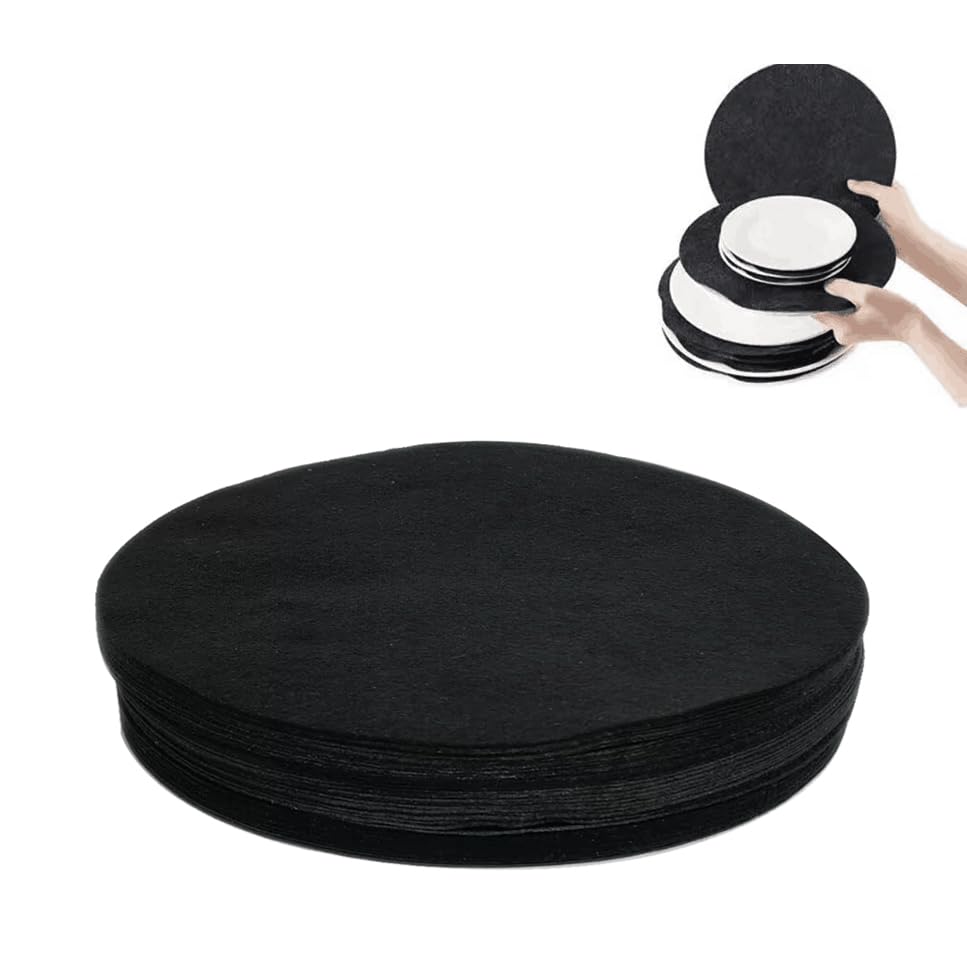 YYCRAFT Felt Plate China Storage Dividers Protectors 36 Pack Black Thick Premium Soft Round Felt Circles (10.5 Inch,Black) - size: 10.5 Inch(Black)