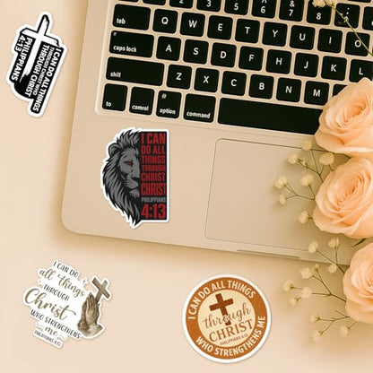 4 Pcs Christian Stickers - Bible Verse Waterproof Vinyl Decals - color: Bible Verse Christian Stickers