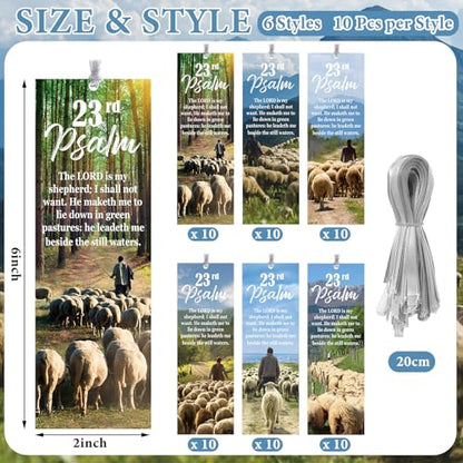 Dispowreath 60 Pcs 23rd Psalm Bookmarks Shepherd's Staff Religious Gift - style: Shepherd's Staff