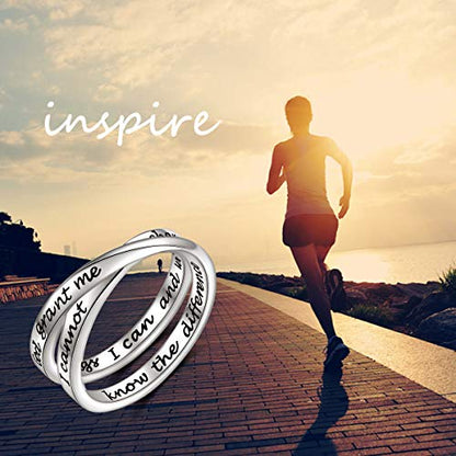YinShan 925 Sterling Silver Inspirational Ring I am Enough Rings/God Grant Me The Serenity/Always Remember You Are Braver for Women Girls Size 6-9 - style: Serenity Prayer