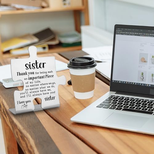 FOKCBOCM Decorative Signage - Stainless Steel Sister Gift, 3.3 x 3.0 inches, Funny Office Desk Decor, Thank You Present for Women Friend - style: Sister